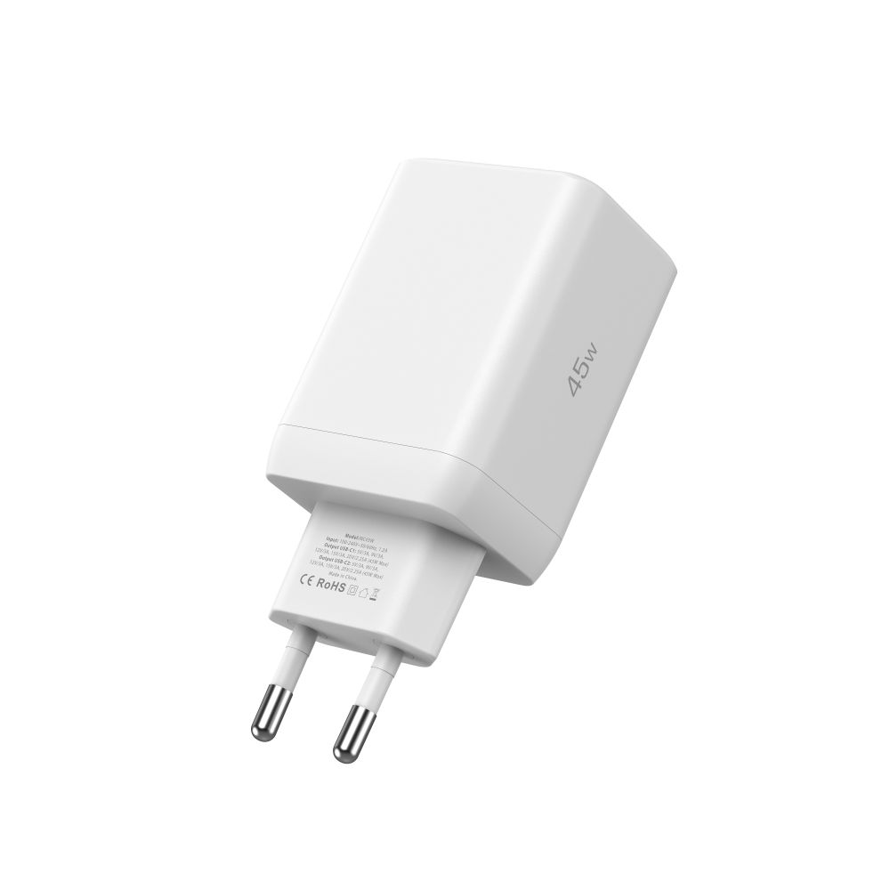 Tech-Protect Tech-Protect 45W PD 2x USB-C Väggladdare Vit - Teknikhallen.se