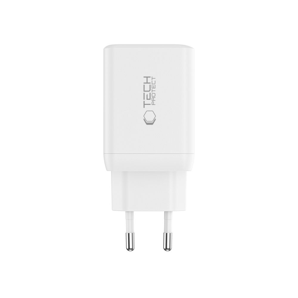 Tech-Protect Tech-Protect 45W PD 2x USB-C Väggladdare Vit - Teknikhallen.se