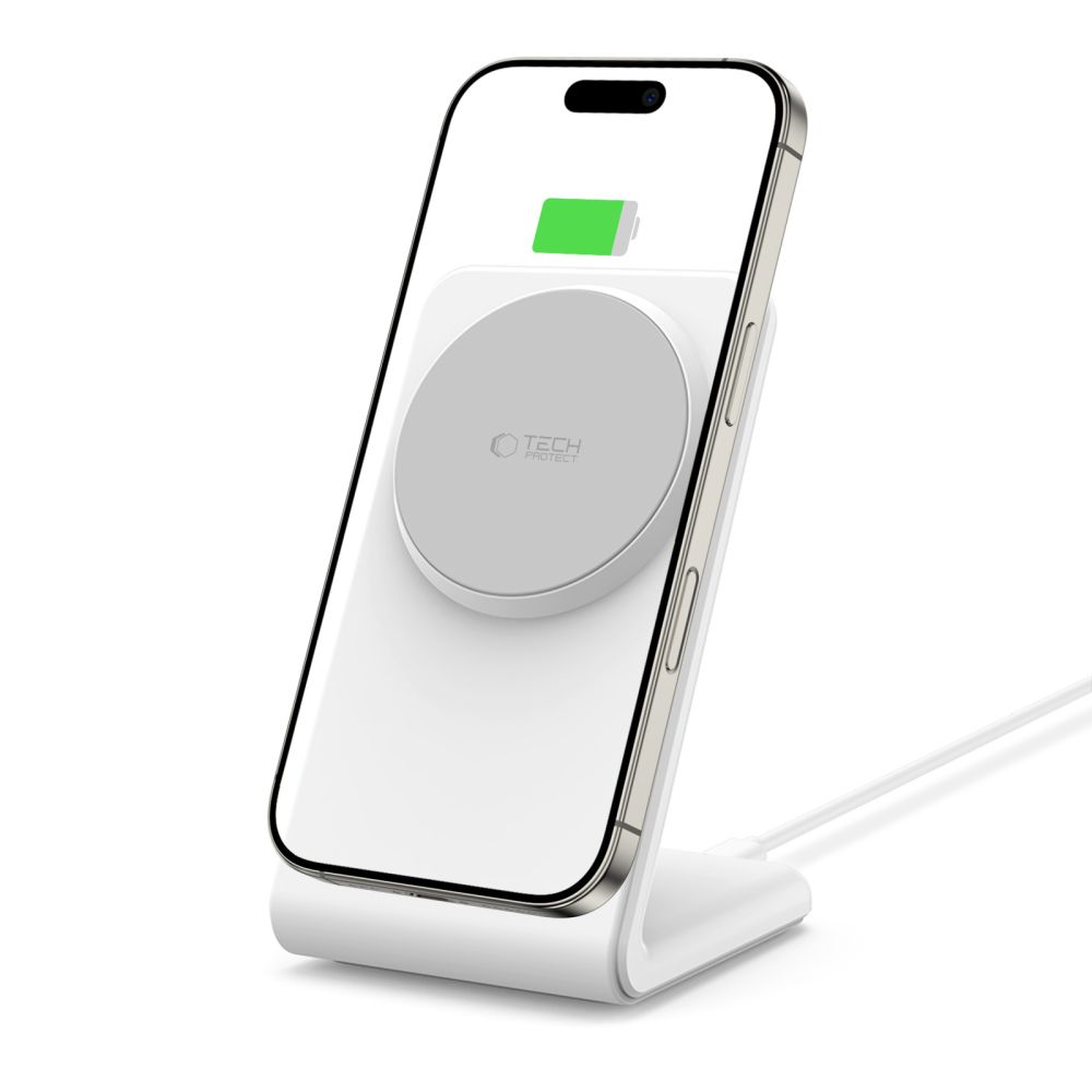 Tech-Protect Tech-Protect 15W Qi Magnetisk MagSafe Laddare Vit - Teknikhallen.se