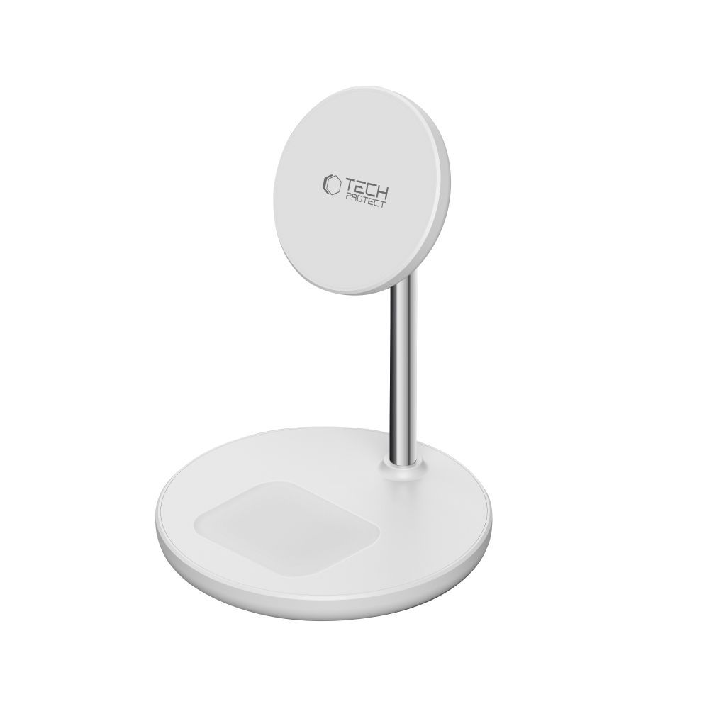 Tech-Protect Tech-Protect 15W Qi 2in1 Magnetisk MagSafe Laddare Vit - Teknikhallen.se