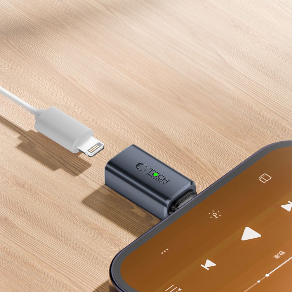 Tech-Protect Tech-Protect USB-C - Lightning Ljudadapter Ultraboost Grå - Teknikhallen.se