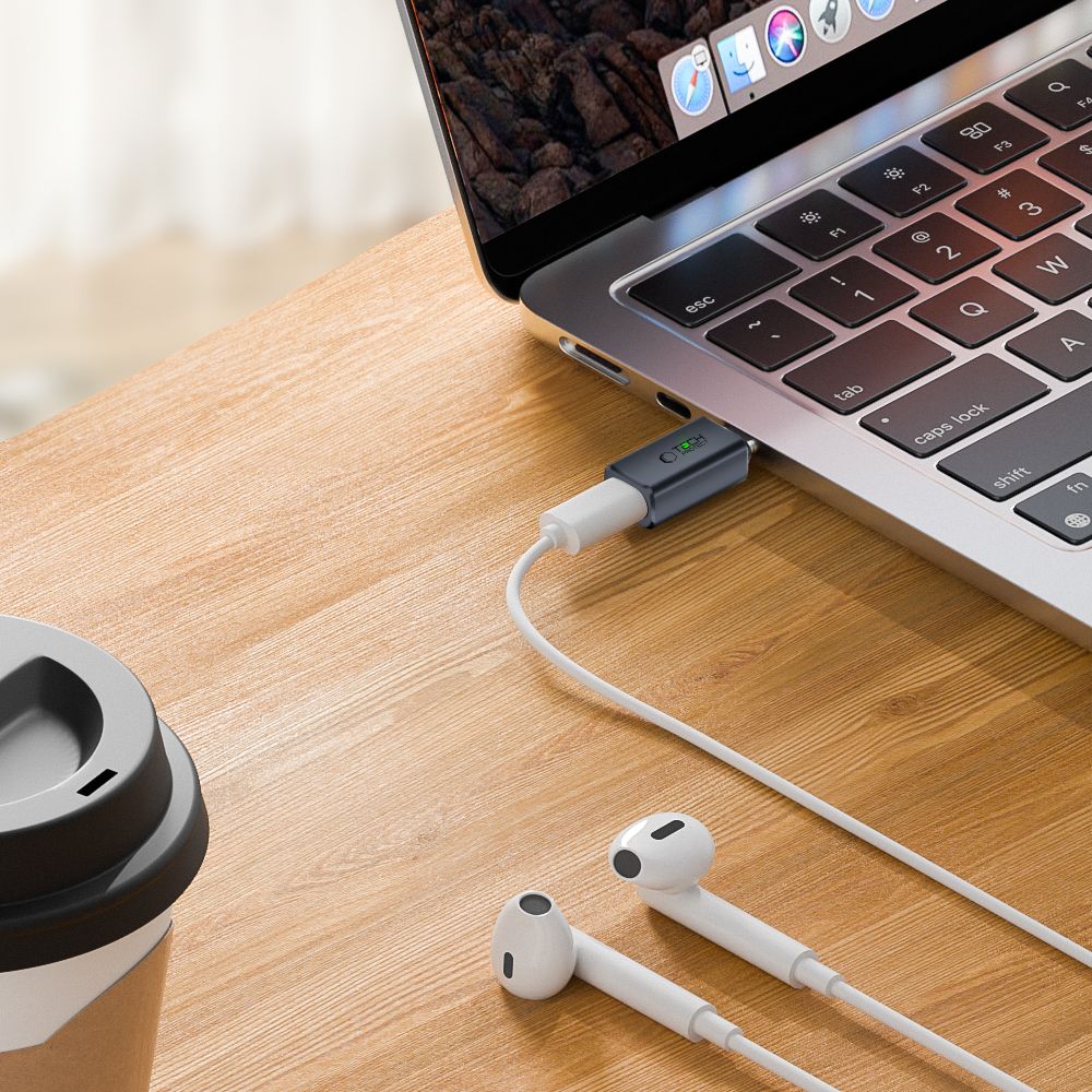Tech-Protect Tech-Protect USB-C - Lightning Ljudadapter Ultraboost Grå - Teknikhallen.se