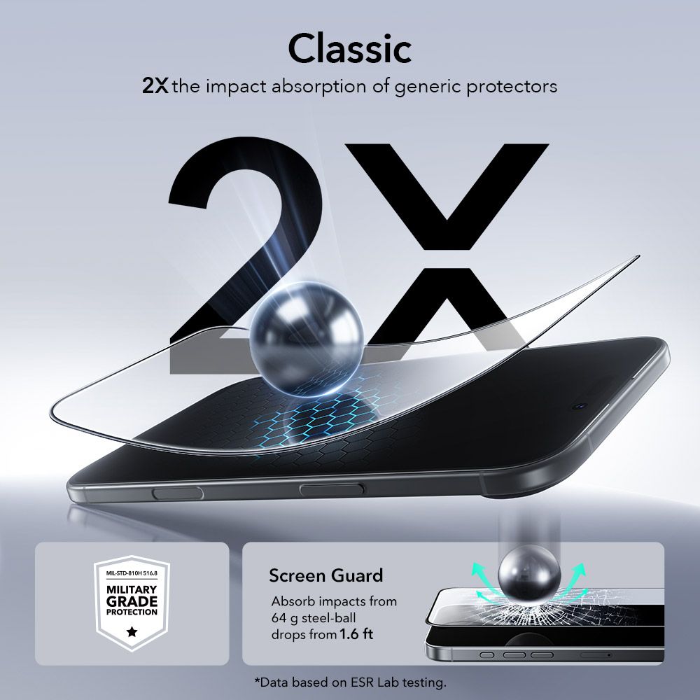 ESR ESR iPhone 17 Air 2-PACK Skärmskydd UltraFit Härdat Glas Transparent - Teknikhallen.se