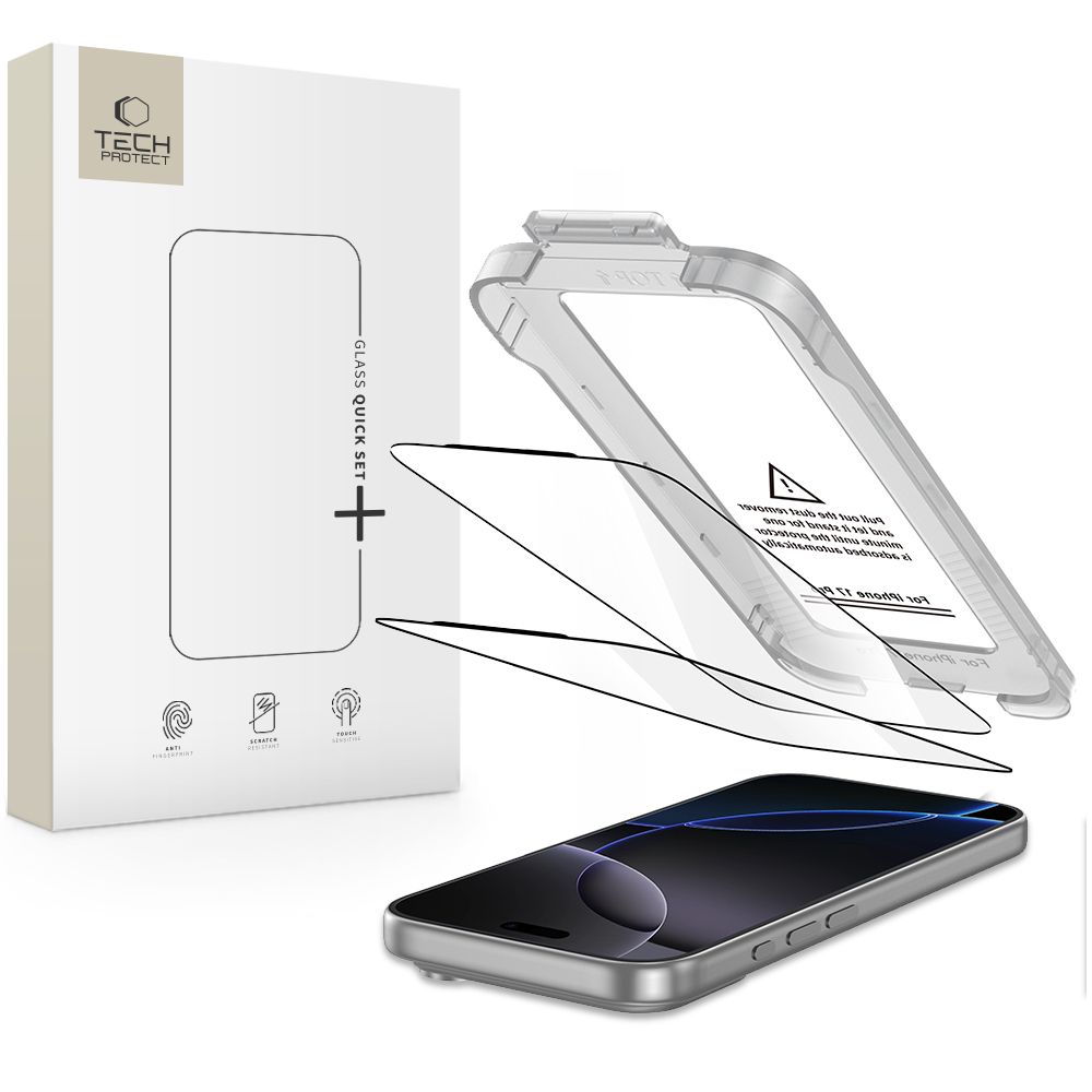 Tech-Protect Tech-Protect iPhone 17 Pro 2-PACK Skärmskydd Quick Set+ Svart - Teknikhallen.se