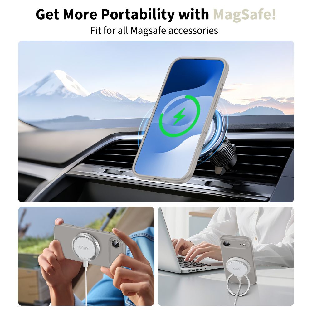 Tech-Protect Tech-Protect iPhone 17 Air Skal MagSafe Silicone Stone Grey - Teknikhallen.se