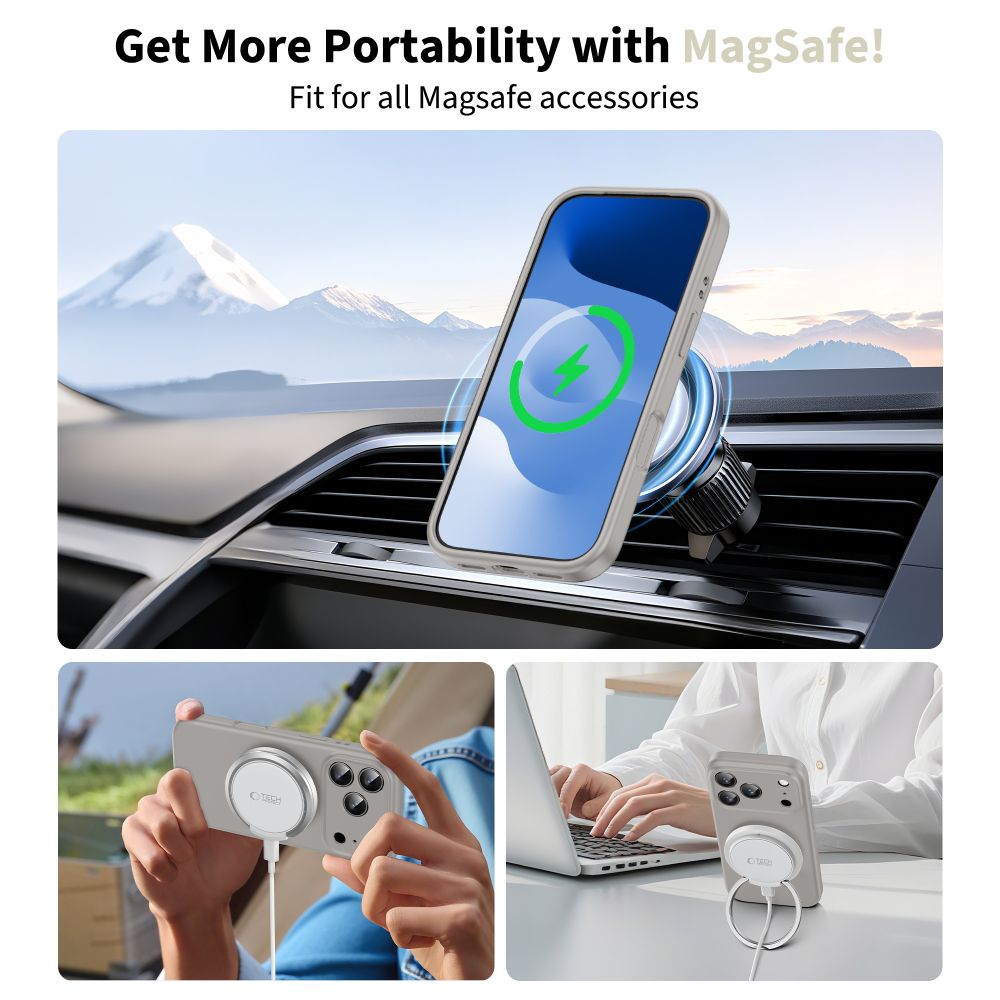 Tech-Protect Tech-Protect iPhone 17 Pro Skal MagSafe Silicone Stone Grey - Teknikhallen.se