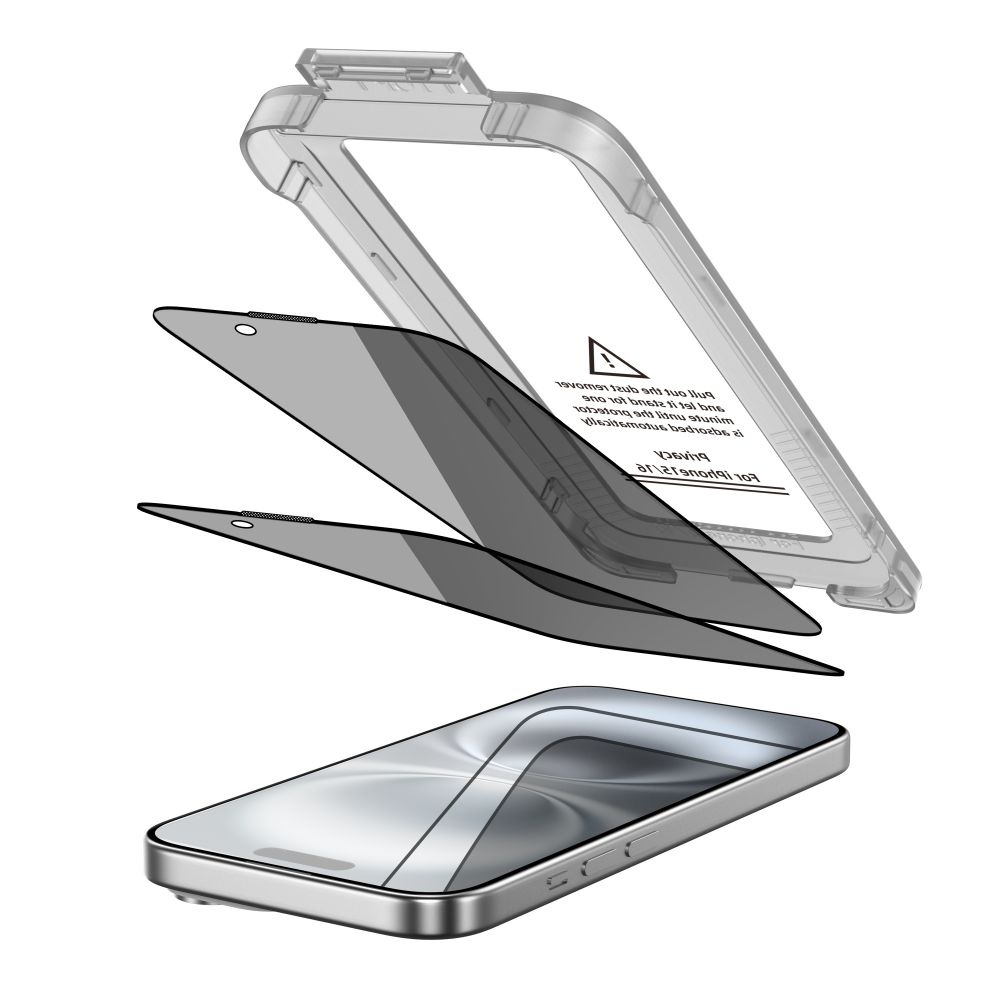 Tech-Protect Tech-Protect iPhone 16 / 15 2-PACK Skärmskydd Quick Set Spy+ Privacy - Teknikhallen.se