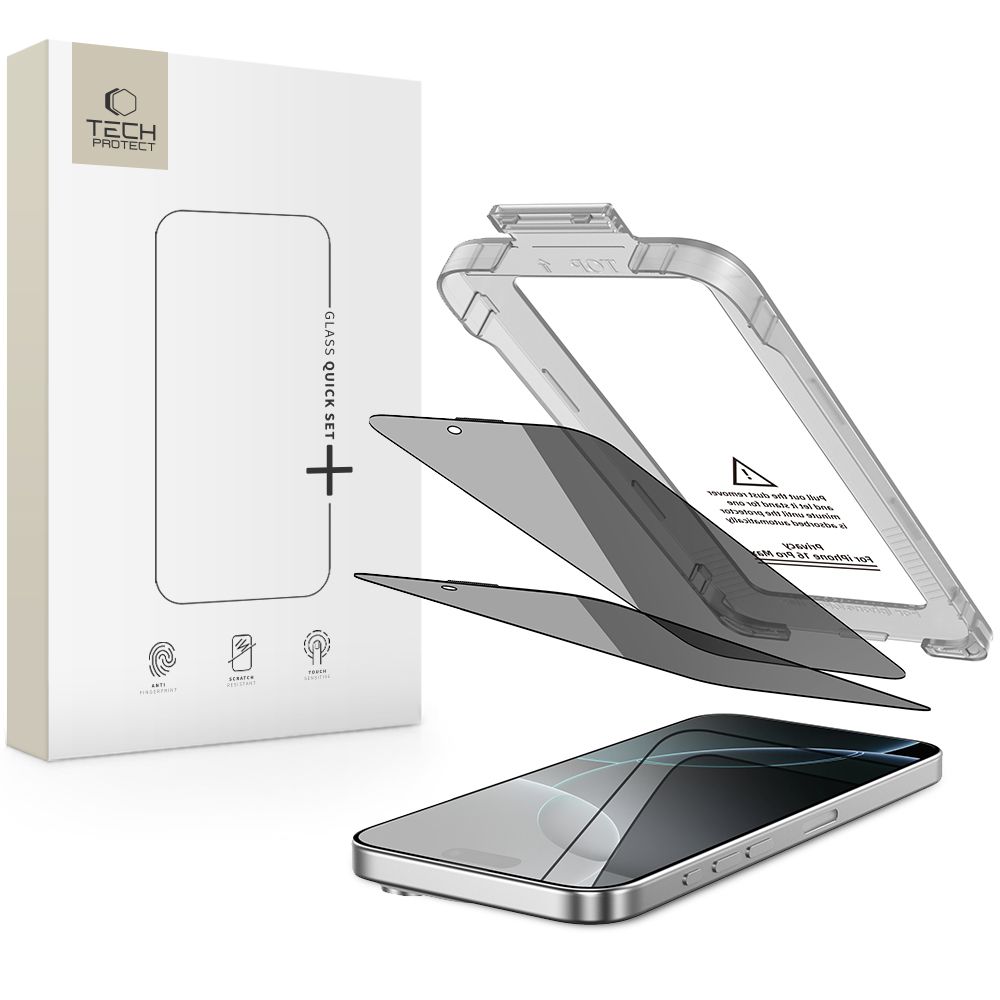 Tech-Protect Tech-Protect iPhone 16 Pro Max 2-PACK Skärmskydd Quick Set Spy+ Privacy - Teknikhallen.se