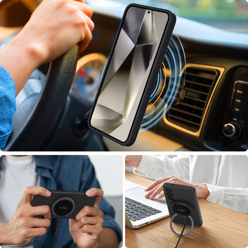 Tech-Protect Tech-Protect Galaxy S25 Edge Skal MagSafe Liquid Silicone Svart - Teknikhallen.se