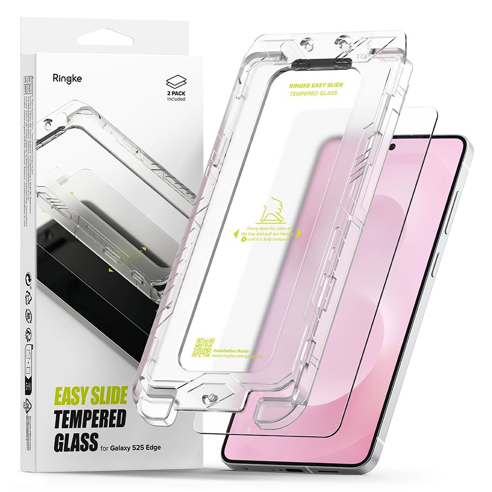 Ringke Ringke Galaxy S25 Edge 2-PACK Easy Slide Skärmskydd Härdat Glas - Teknikhallen.se