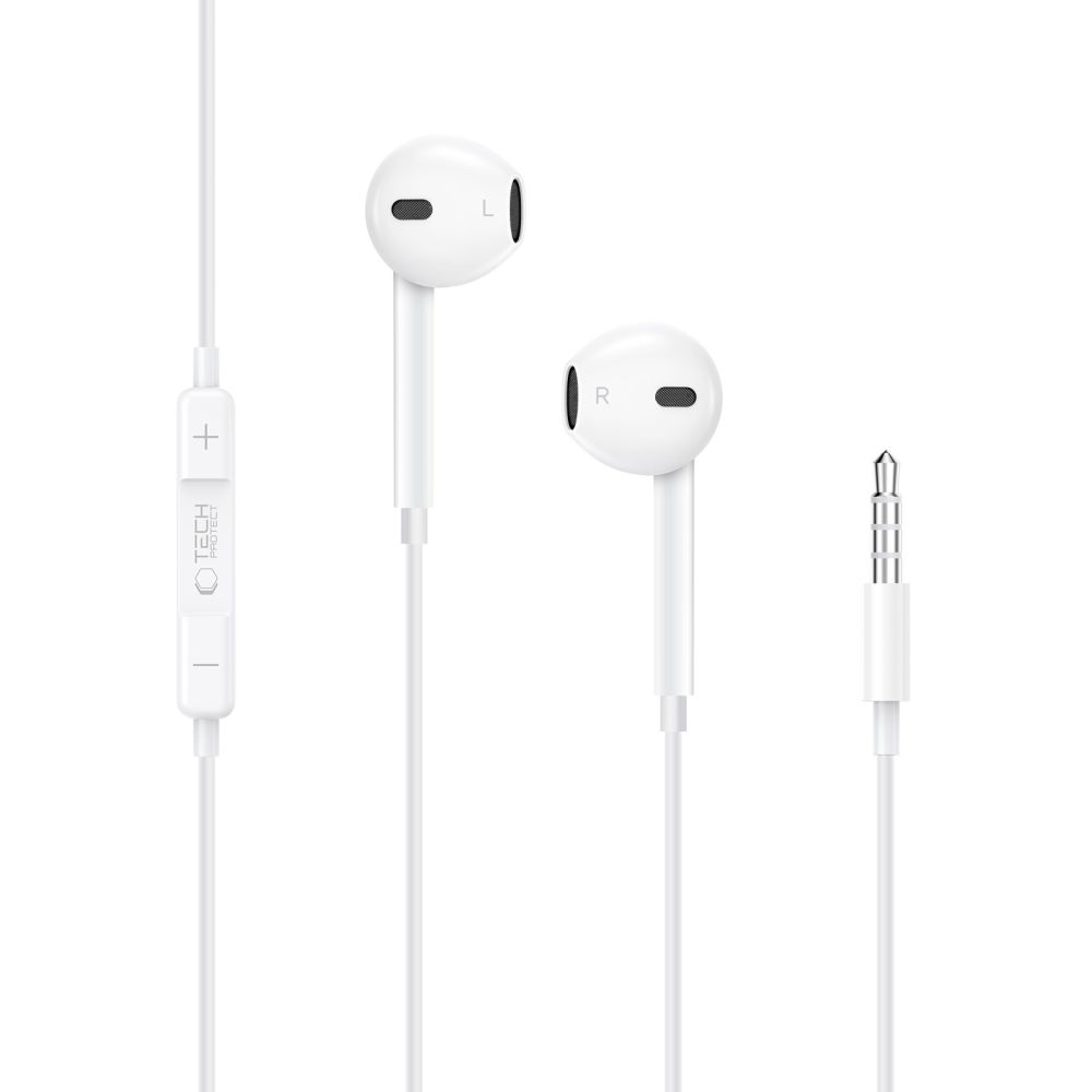 Tech-Protect Tech-Protect In-Ear Hörlurar Mini Jack UltraBoost Vit - Teknikhallen.se