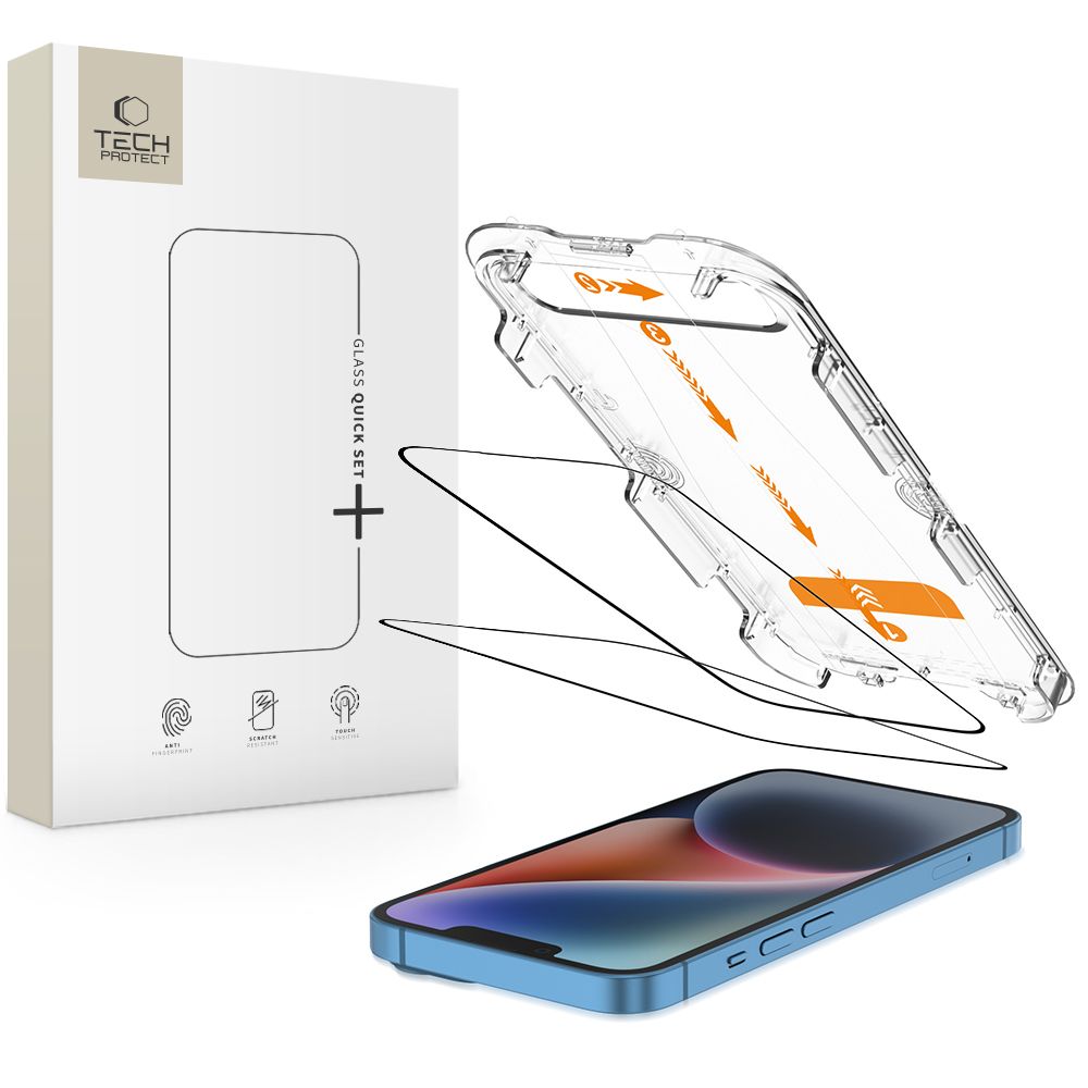 Tech-Protect Tech-Protect iPhone 16e/14/13/13 Pro 2-PACK Skärmskydd QuickSet+ - Teknikhallen.se