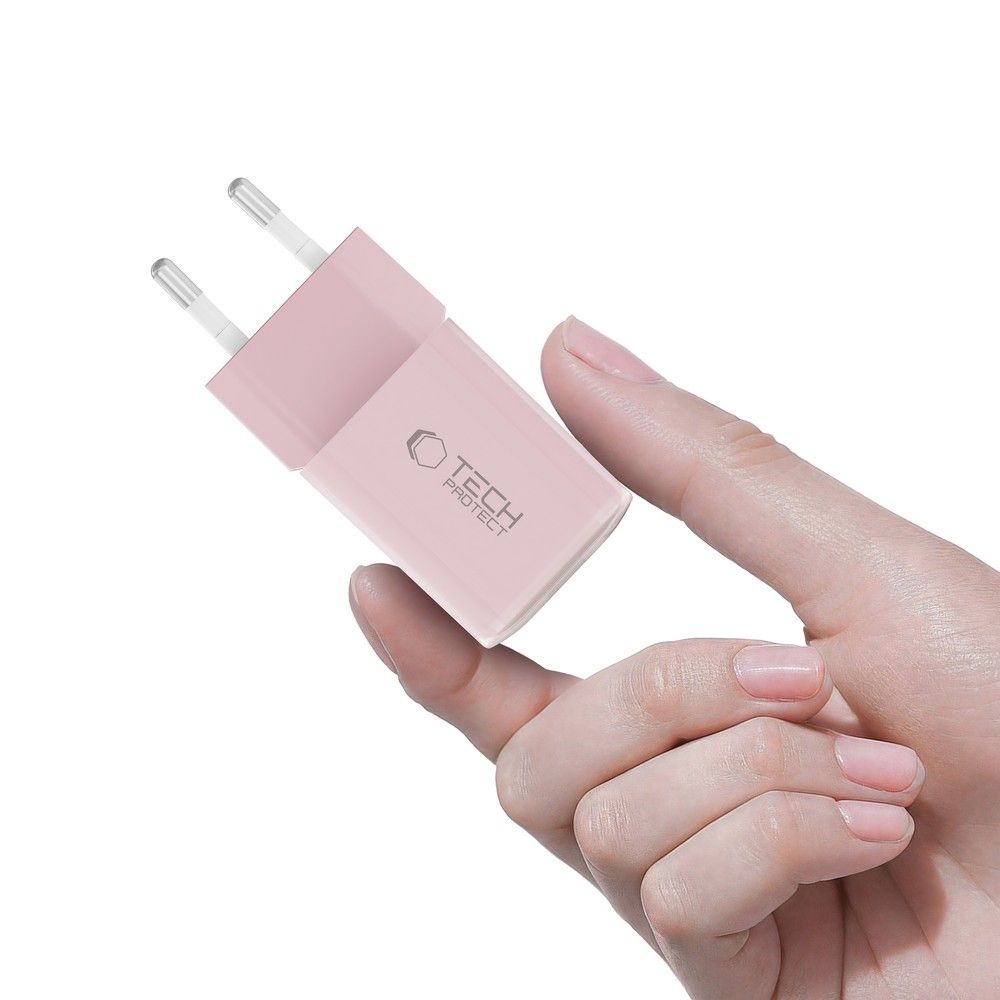 Tech-Protect Tech-Protect 33W Väggladdare PD QC USB-C / USB-A Baby Pink - Teknikhallen.se