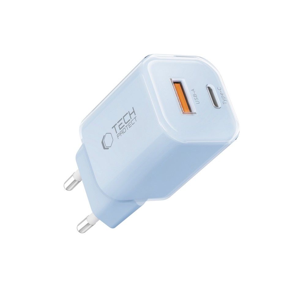 Tech-Protect Tech-Protect 33W Väggladdare PD QC USB-C / USB-A Baby Blue - Teknikhallen.se