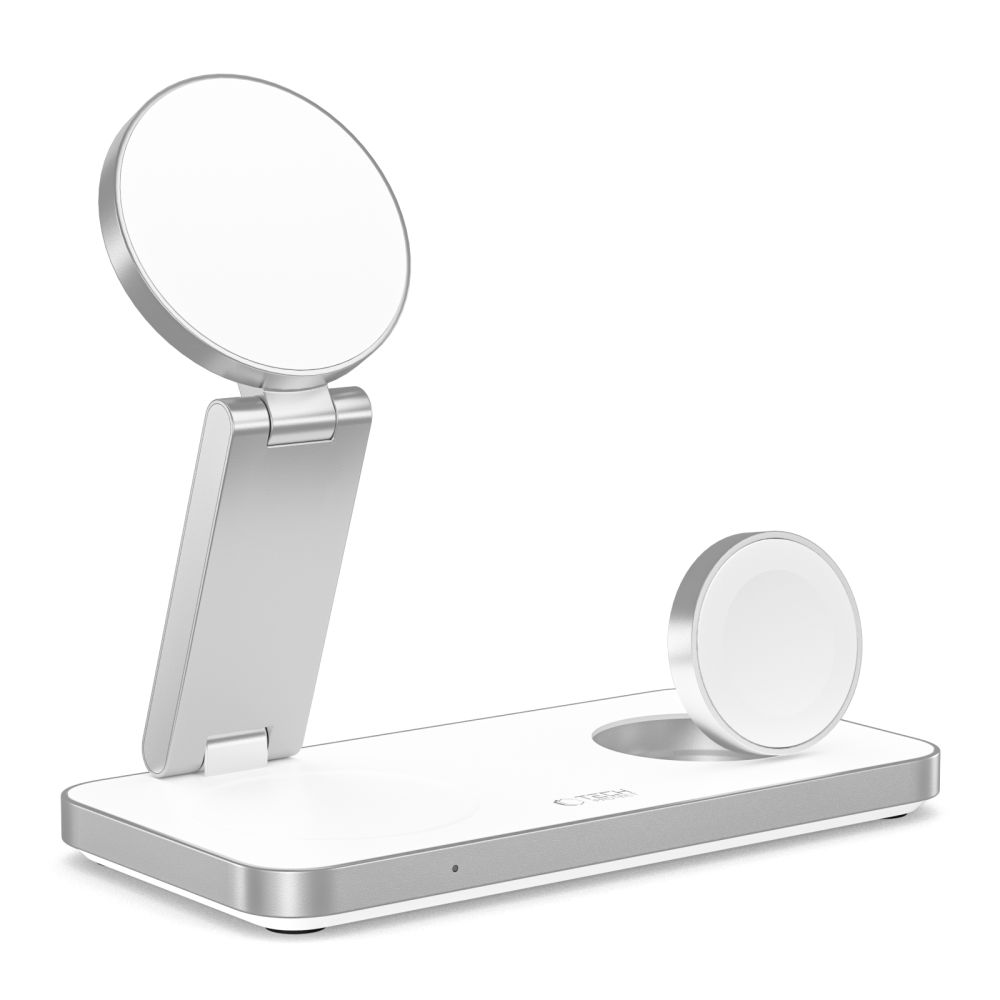 Tech-Protect Tech-Protect 15W Qi Trådlös 3in1 Magnetisk MagSafe Laddare Vit - Teknikhallen.se