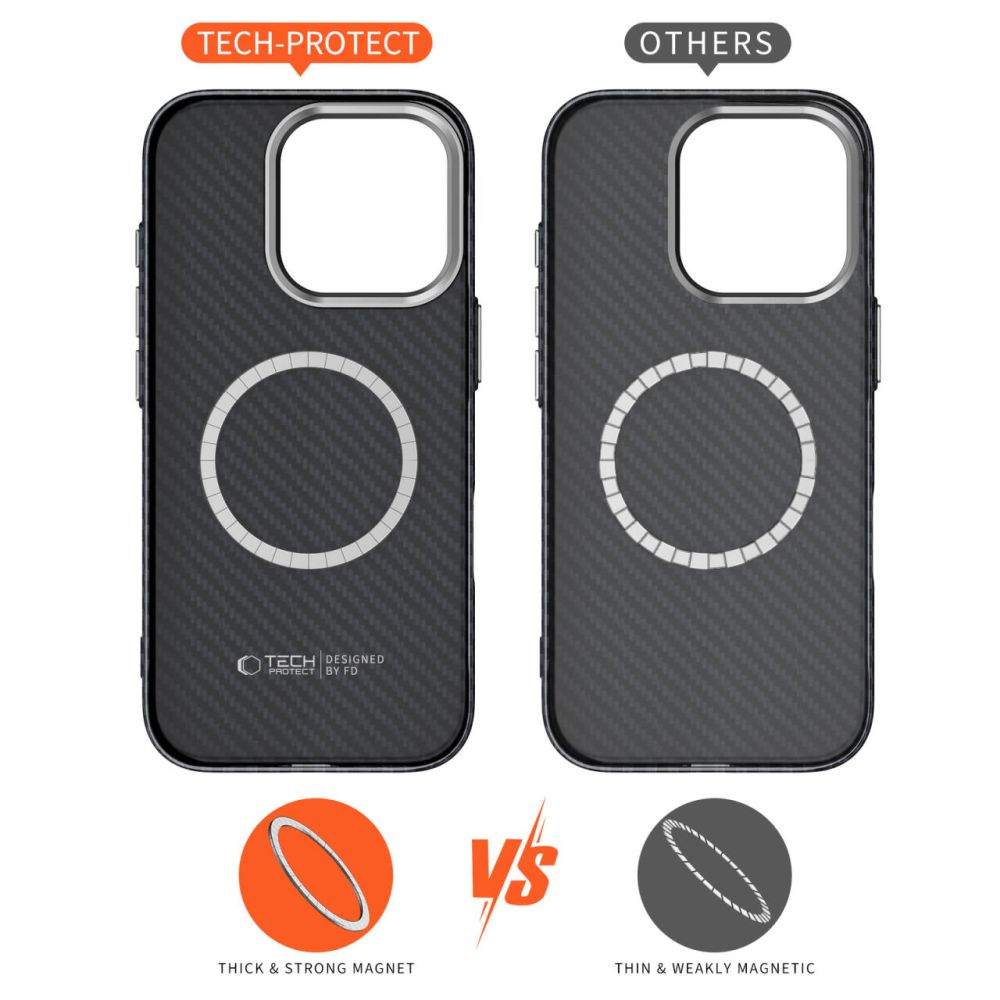 Tech-Protect Tech-Protect iPhone 16 Pro Skal MagSafe ION Carbon Svart - Teknikhallen.se