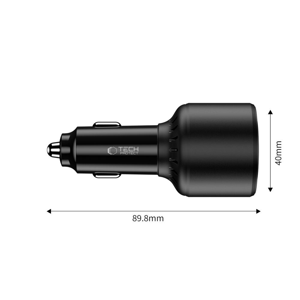 Tech-Protect Tech-Protect 175W PD USB-C / USB-A Billaddare Svart - Teknikhallen.se