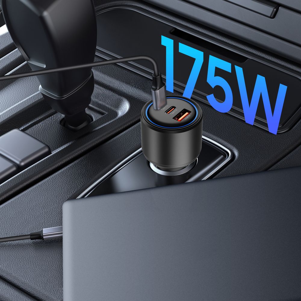 Tech-Protect Tech-Protect 175W PD USB-C / USB-A Billaddare Svart - Teknikhallen.se