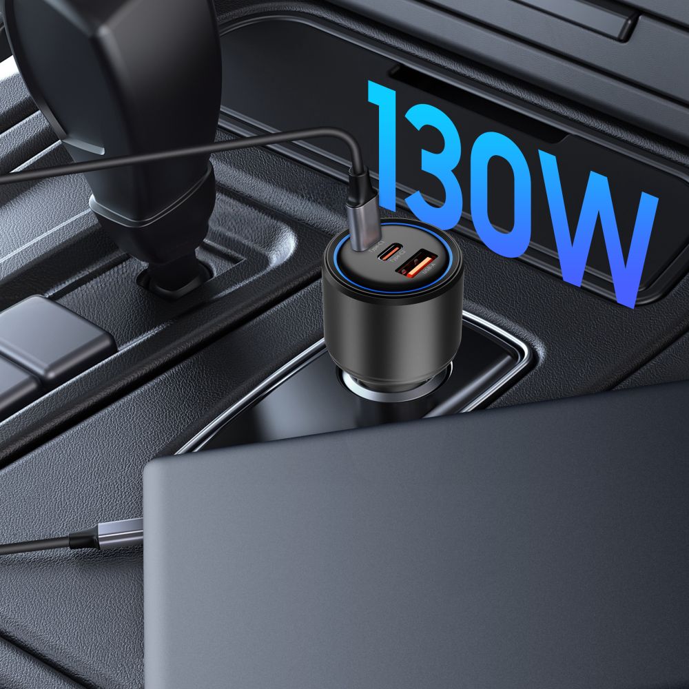 Tech-Protect Tech-Protect 130W PD USB-C / USB-A Billaddare Svart - Teknikhallen.se