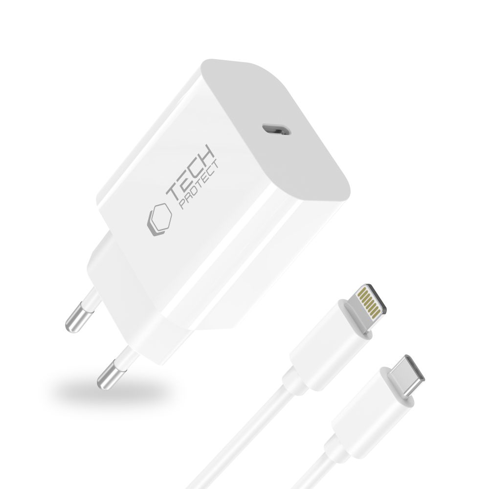 Tech-Protect Tech-Protect 20W PD Väggladdare Inkl. Lightning Kabel Vit - Teknikhallen.se