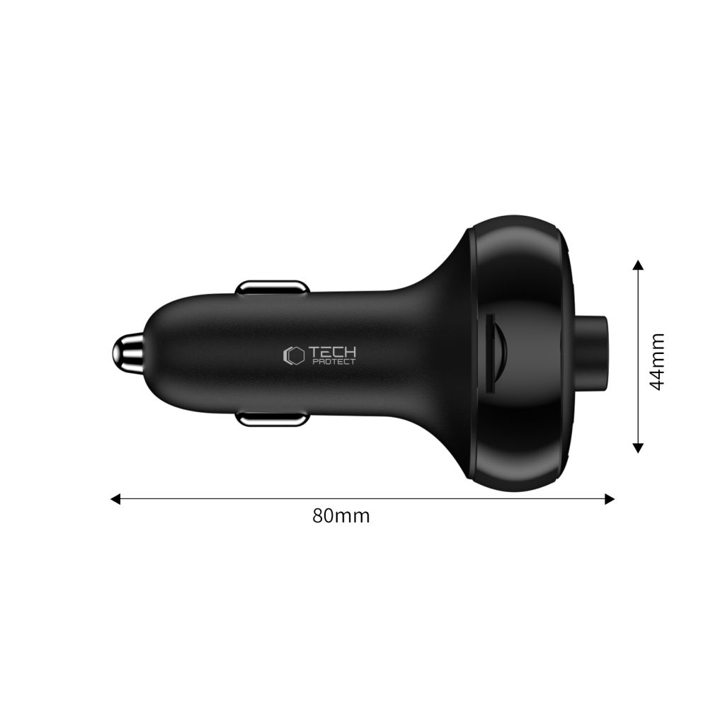 Tech-Protect Tech-Protect 72W PD USB-C / USB-A Billaddare Med Bluetooth FM Sändare - Teknikhallen.se