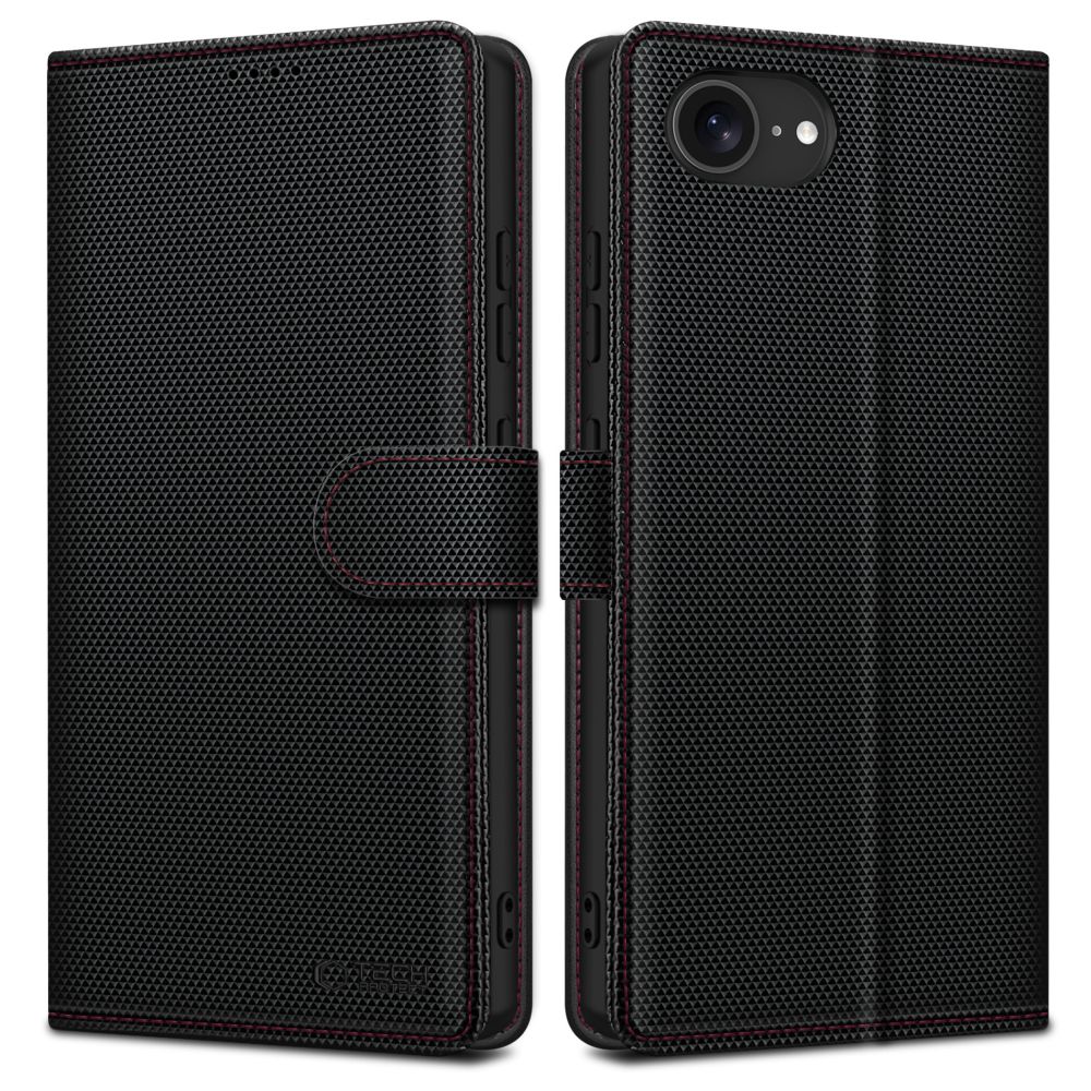 Tech-Protect Tech-Protect iPhone 16e Fodral Wallet RS Svart / Röd - Teknikhallen.se