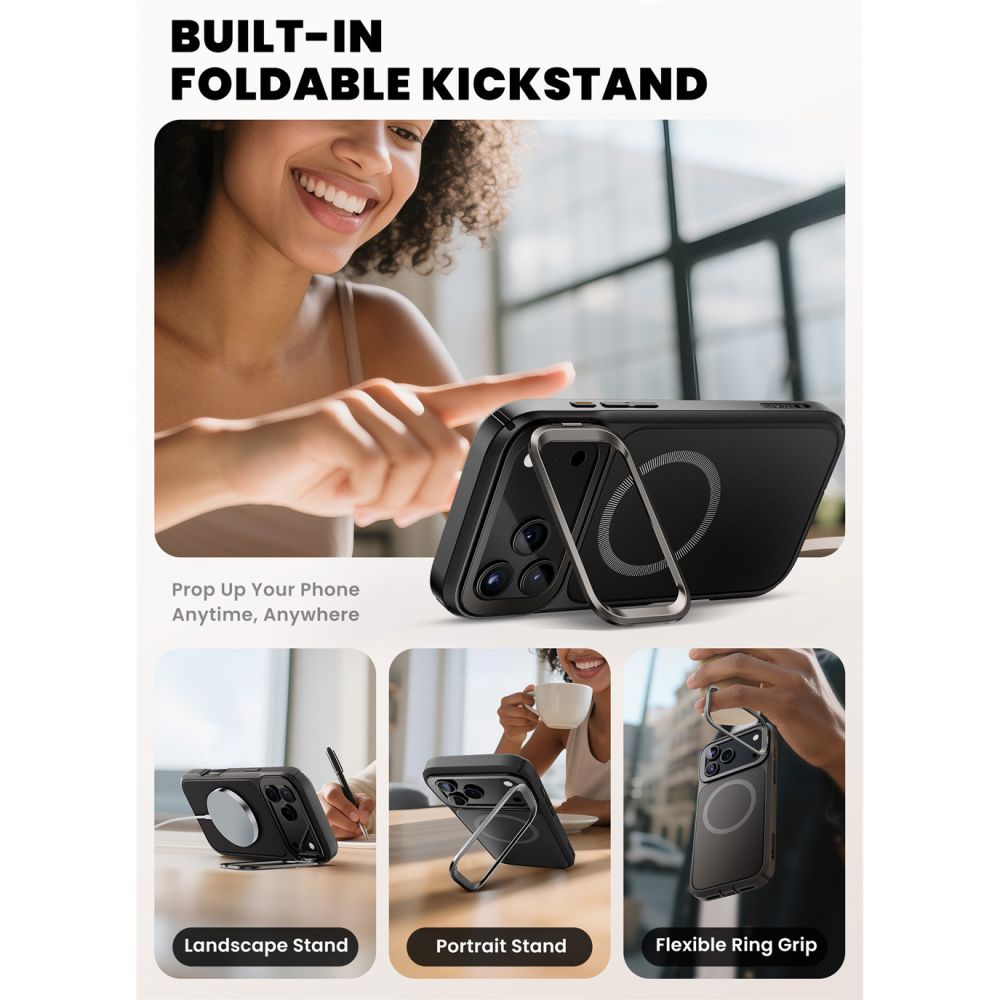 Supcase Supcase iPhone 17 Pro Skal MagSafe Iblsn Ares Flip Svart - Teknikhallen.se