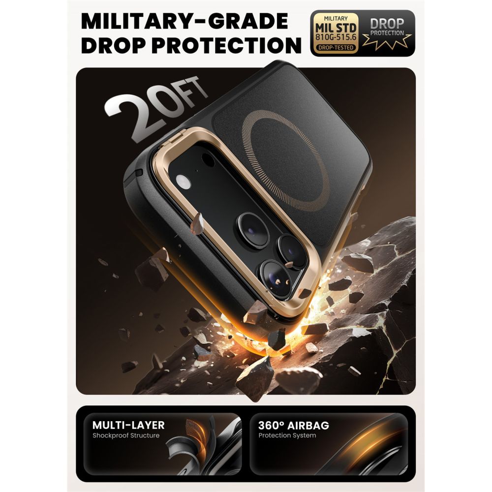 Supcase Supcase iPhone 17 Pro Skal MagSafe Iblsn Ares Flip Desert Gold - Teknikhallen.se