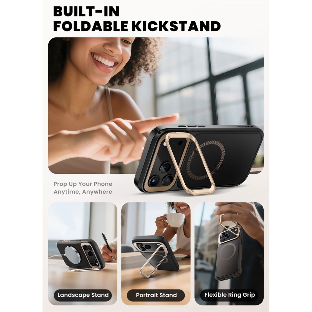 Supcase Supcase iPhone 17 Pro Skal MagSafe Iblsn Ares Flip Desert Gold - Teknikhallen.se