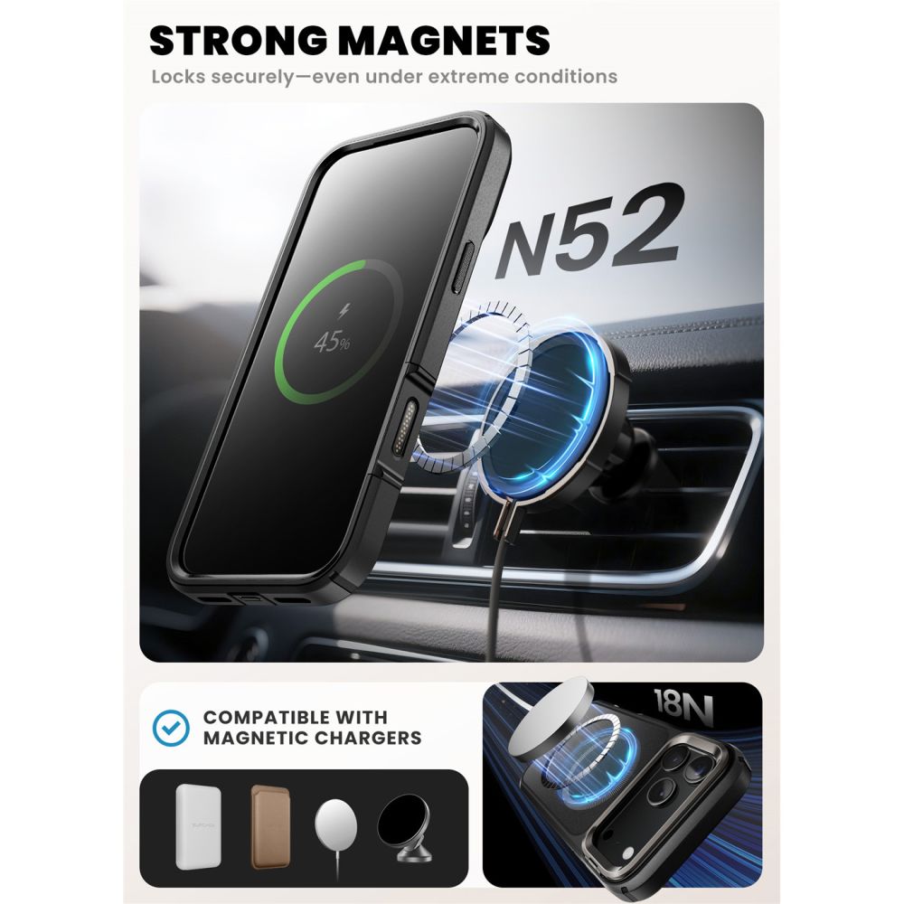 Supcase Supcase iPhone 17 Pro Max Skal MagSafe Iblsn Ares Flip Svart - Teknikhallen.se