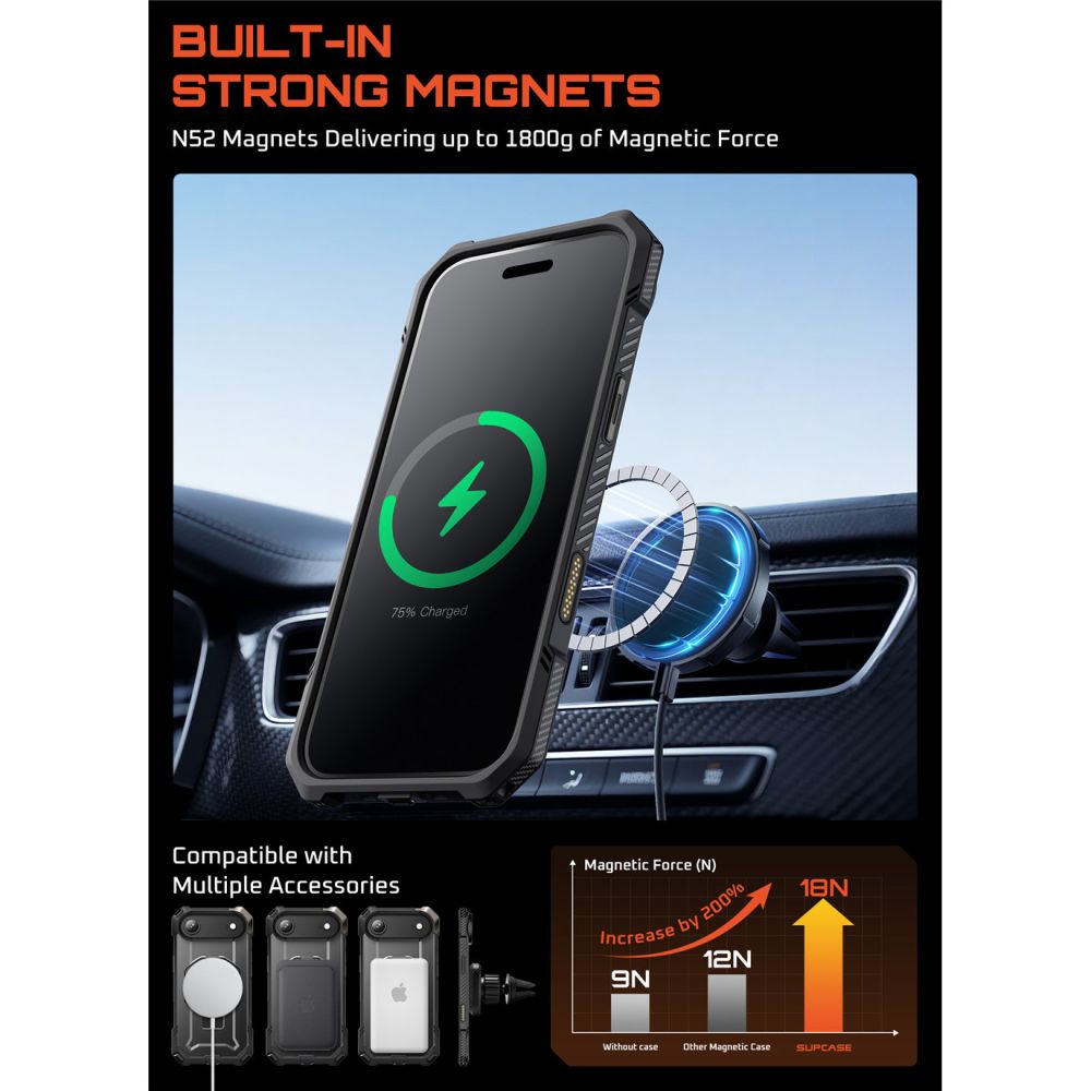 Supcase Supcase iPhone Air Skal MagSafe Unicorn Beetle Grip Svart - Teknikhallen.se