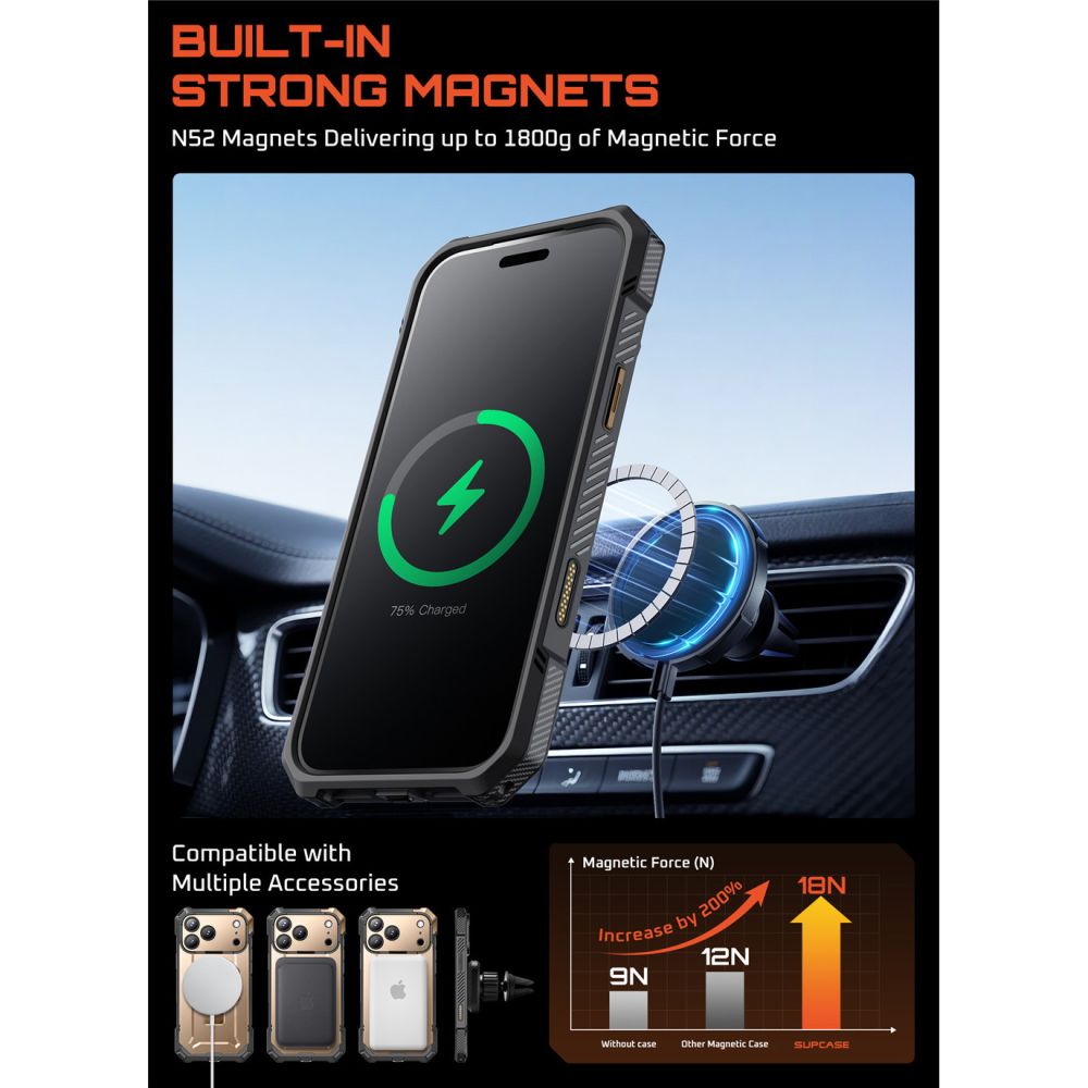 Supcase Supcase iPhone 17 Pro Skal MagSafe Unicorn Beetle Grip Desert Gold - Teknikhallen.se