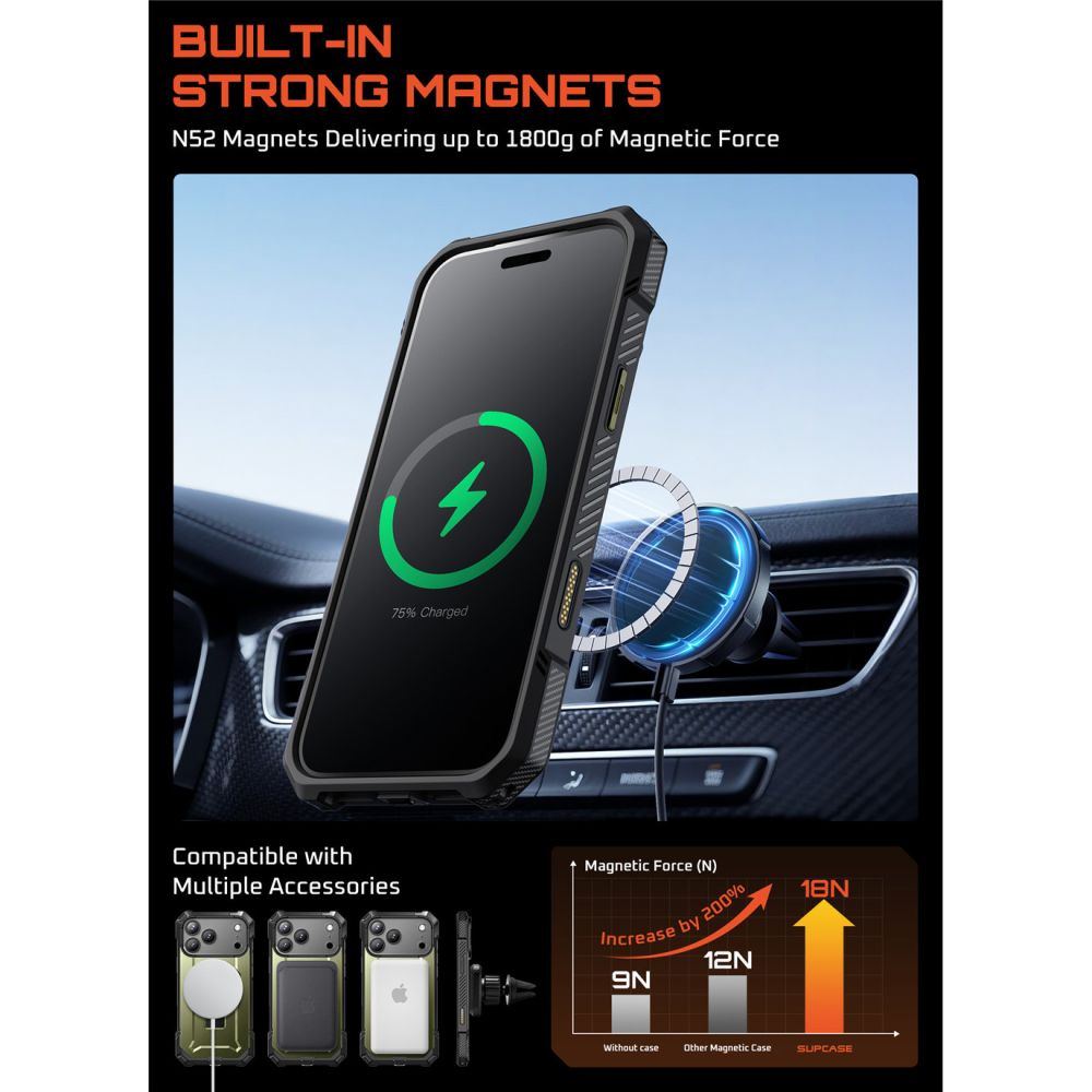 Supcase Supcase iPhone 17 Pro Max Skal MagSafe Unicorn Beetle Grip Guldan - Teknikhallen.se