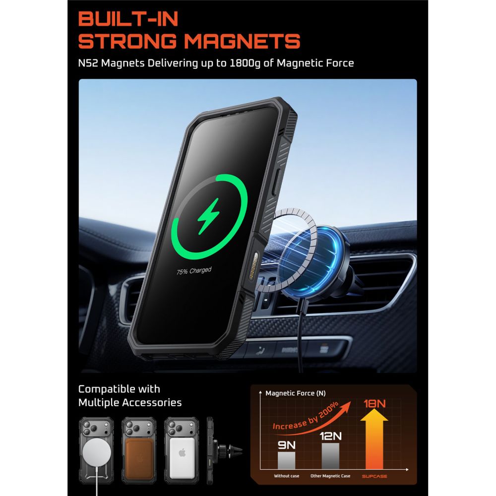 Supcase Supcase iPhone 17 Pro Skal MagSafe Unicorn Beetle Grip Pro Svart - Teknikhallen.se