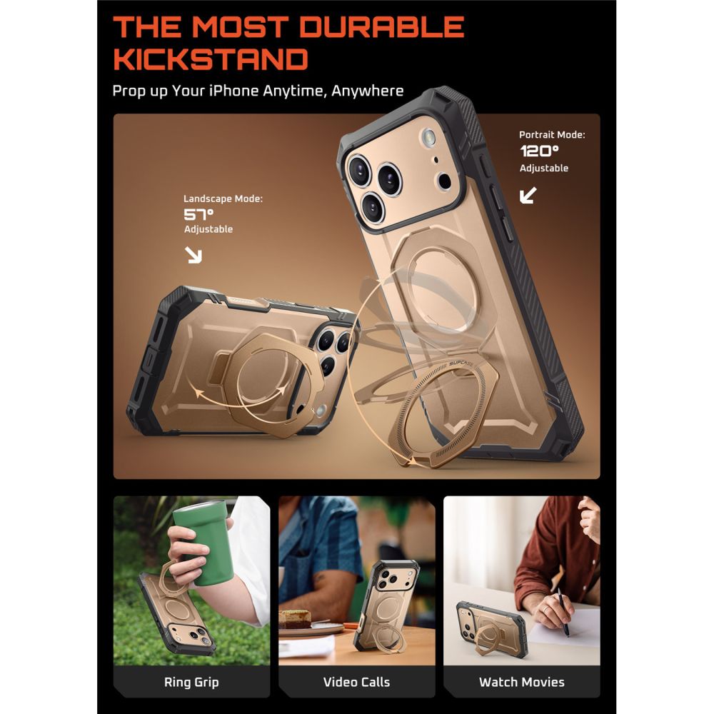 Supcase Supcase iPhone 17 Pro Max Skal MagSafe Unicorn Beetle Grip Pro Desert Gold - Teknikhallen.se