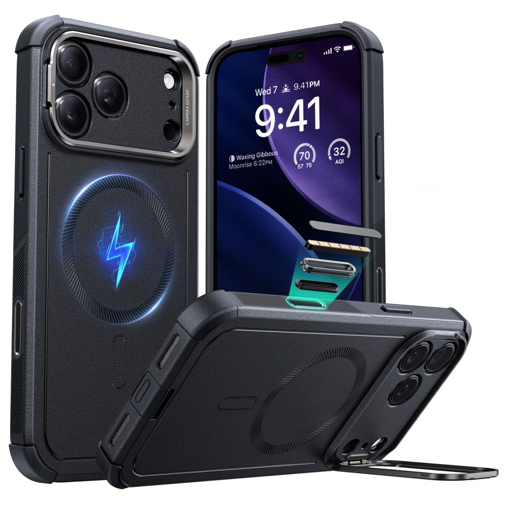 ESR ESR iPhone 17 Pro Skal MagSafe Cyber Kickstand Svart - Teknikhallen.se