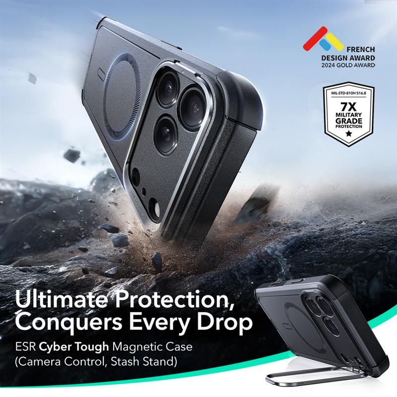 ESR ESR iPhone 17 Pro Skal MagSafe Cyber Kickstand Svart - Teknikhallen.se