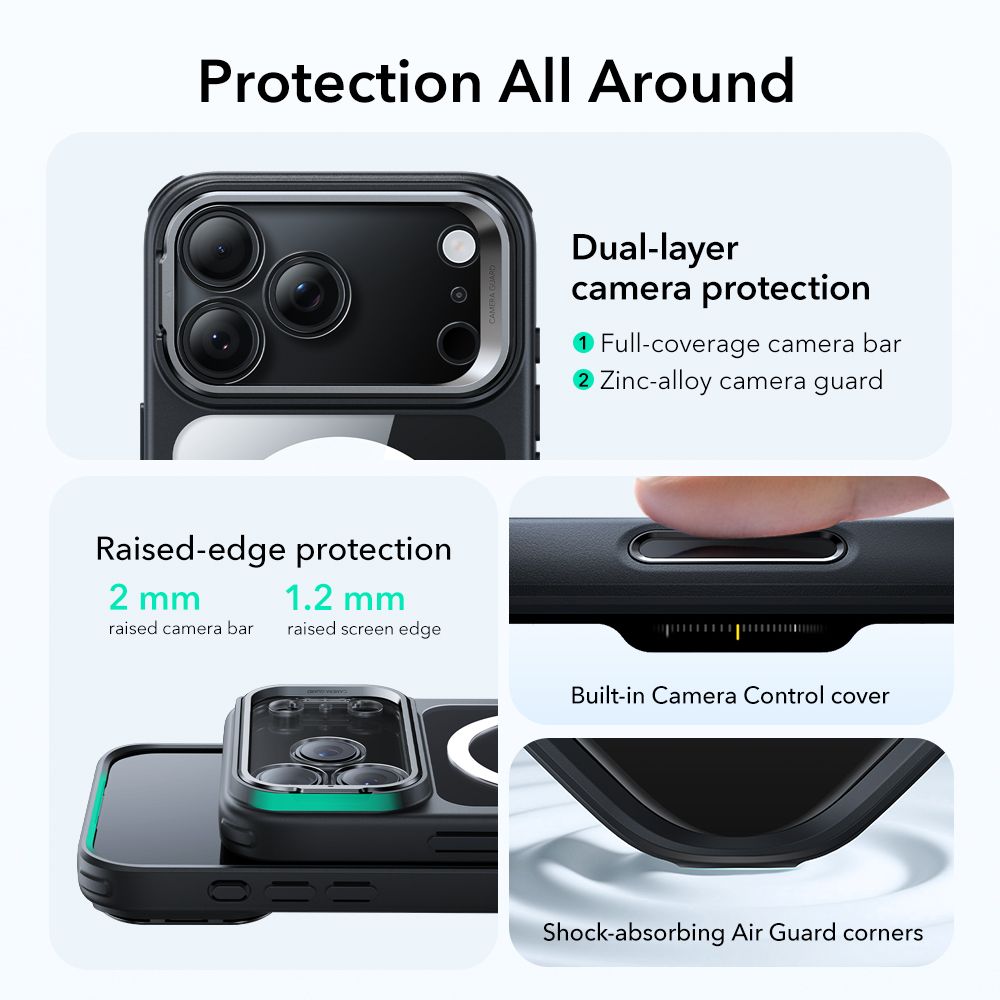 ESR ESR iPhone 17 Pro Skal MagSafe Classic Kickstand Transparent/Svart - Teknikhallen.se