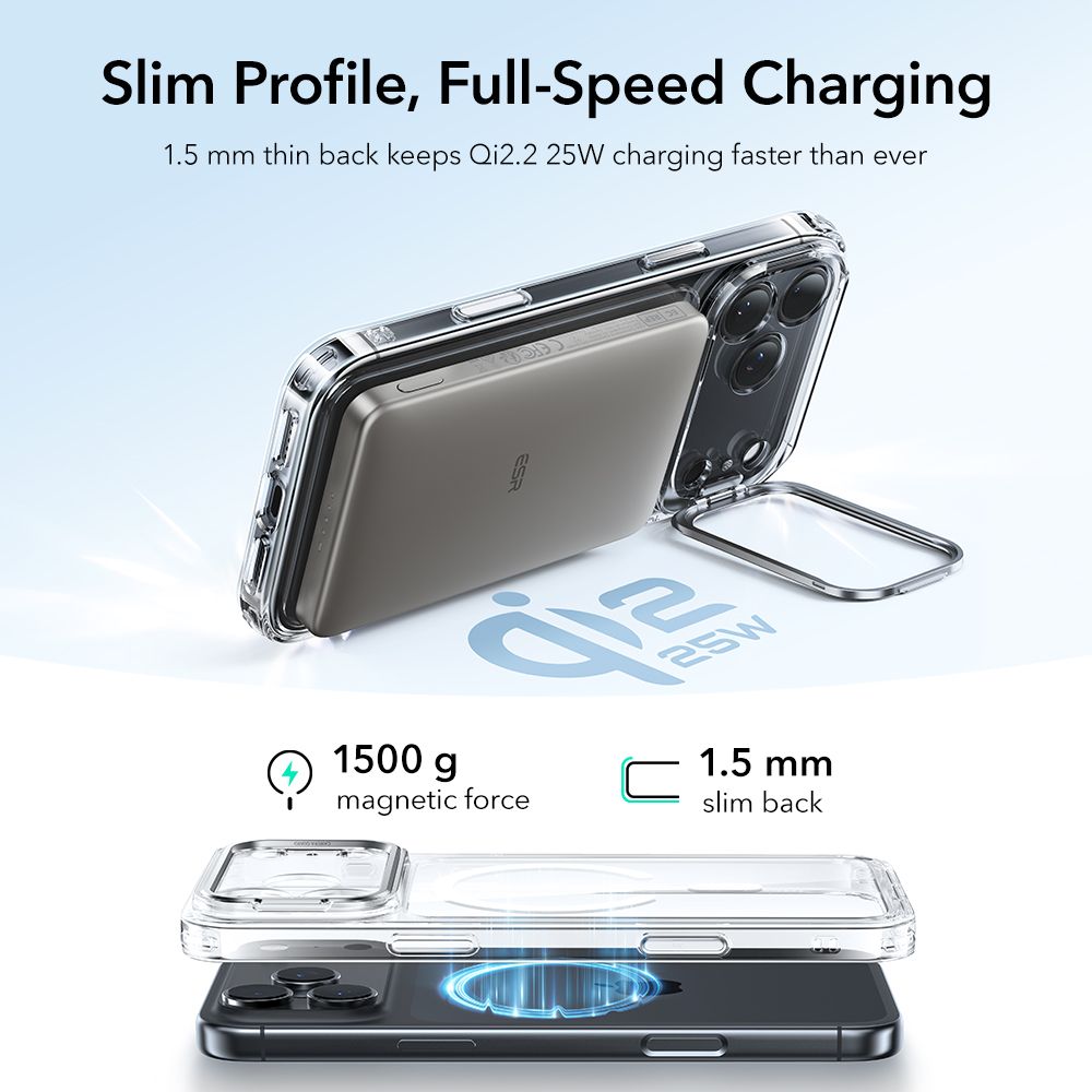 ESR ESR iPhone 17 Pro Skal MagSafe Classic Kickstand Transparent - Teknikhallen.se