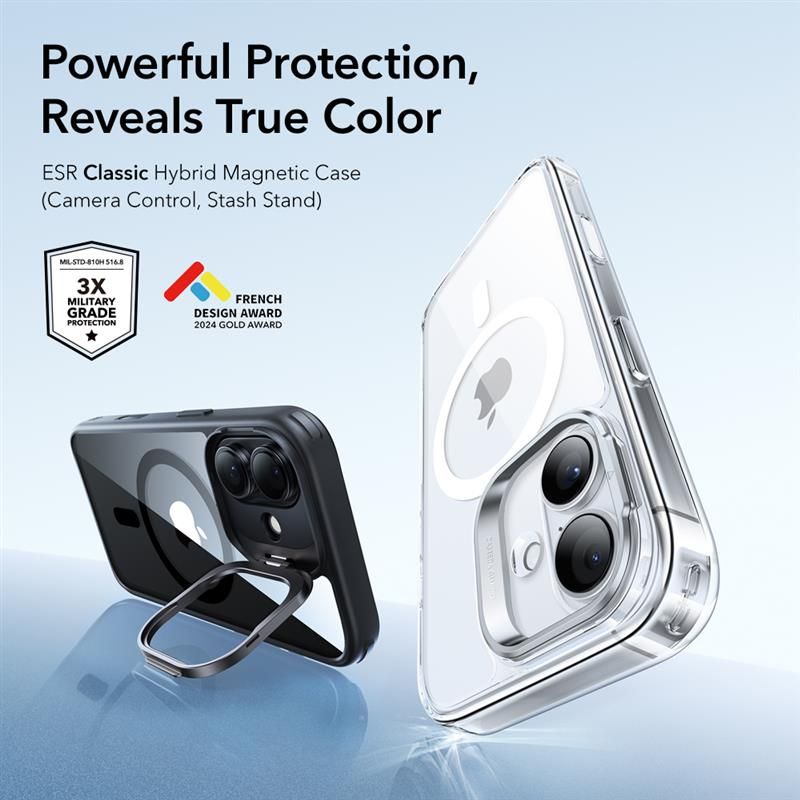 ESR ESR iPhone 17 Skal MagSafe Classic Kickstand Transparent/Svart - Teknikhallen.se