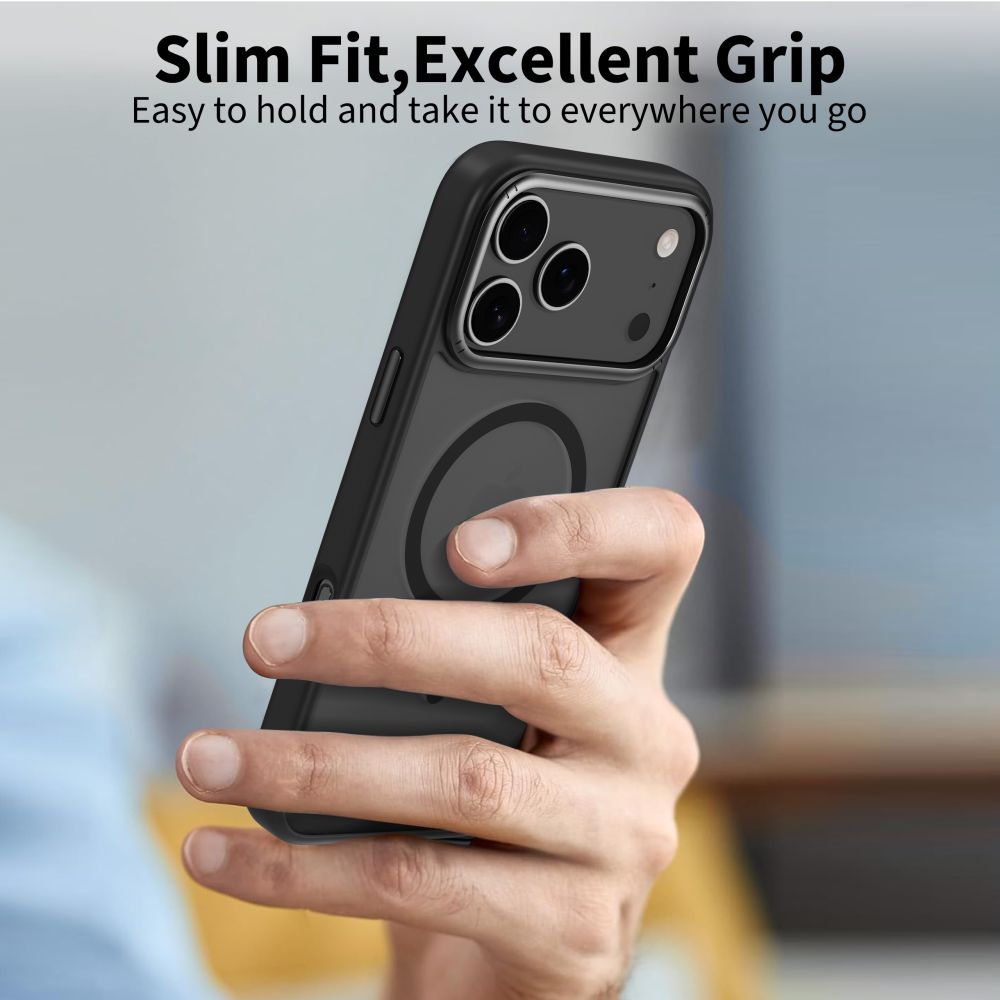 Tech-Protect Tech-Protect iPhone 17 Pro Skal MagSafe MagEdge Matt Svart/Gunmetal - Teknikhallen.se