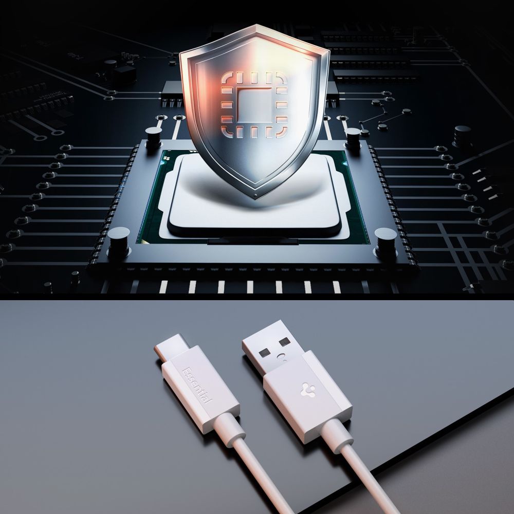 Spigen Spigen 1m 60W USB-C Kabel Essential Vit - Teknikhallen.se