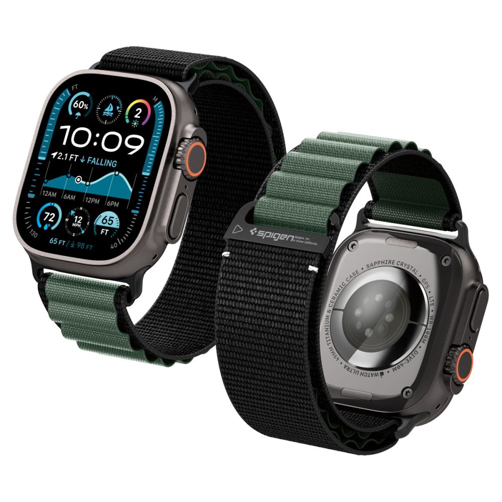 Spigen Spigen Apple Watch 42/44/45/46/49 mm Armband Svart/Grön - Teknikhallen.se