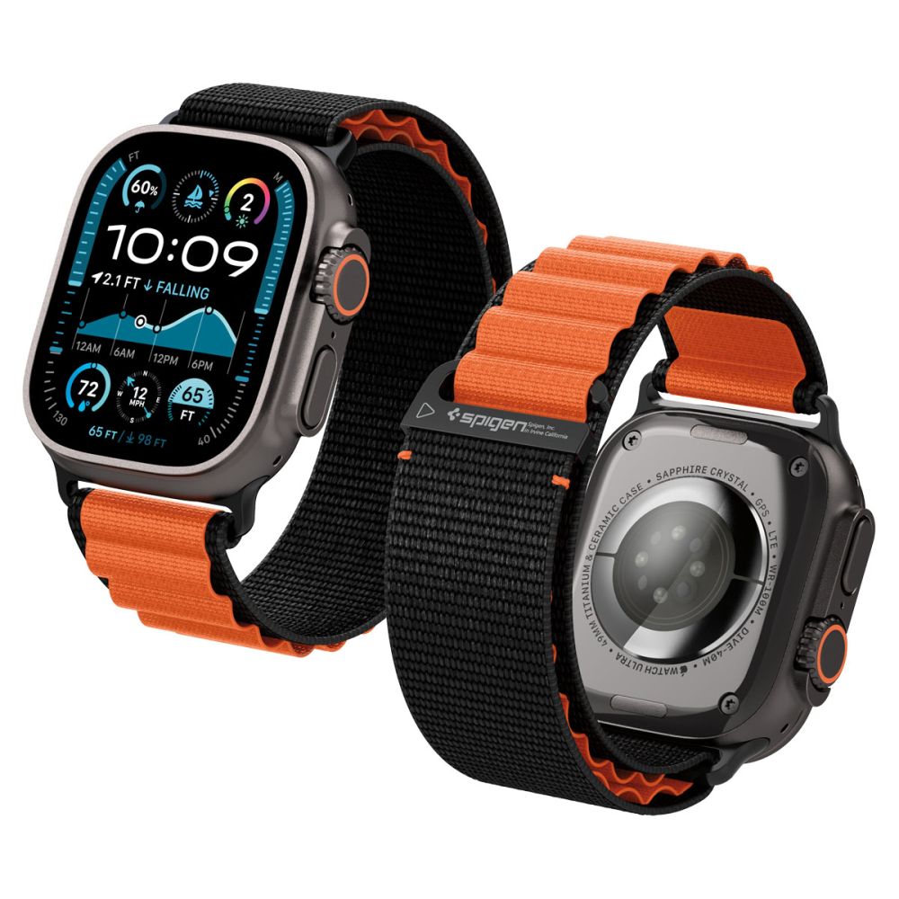 Spigen Spigen Apple Watch 42/44/45/46/49 mm Armband Svart/Orange - Teknikhallen.se