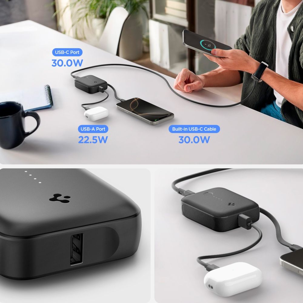 Spigen Spigen 10000 mAh 30W Powerbank Essential Svart - Teknikhallen.se