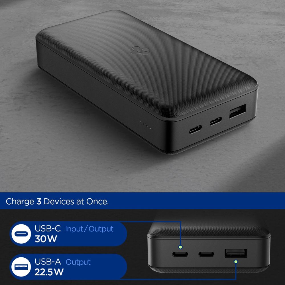 Spigen Spigen 30000 mAh 30W Powerbank Svart - Teknikhallen.se