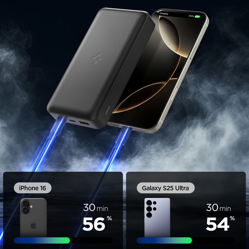 Spigen Spigen 30000 mAh 30W Powerbank Svart - Teknikhallen.se
