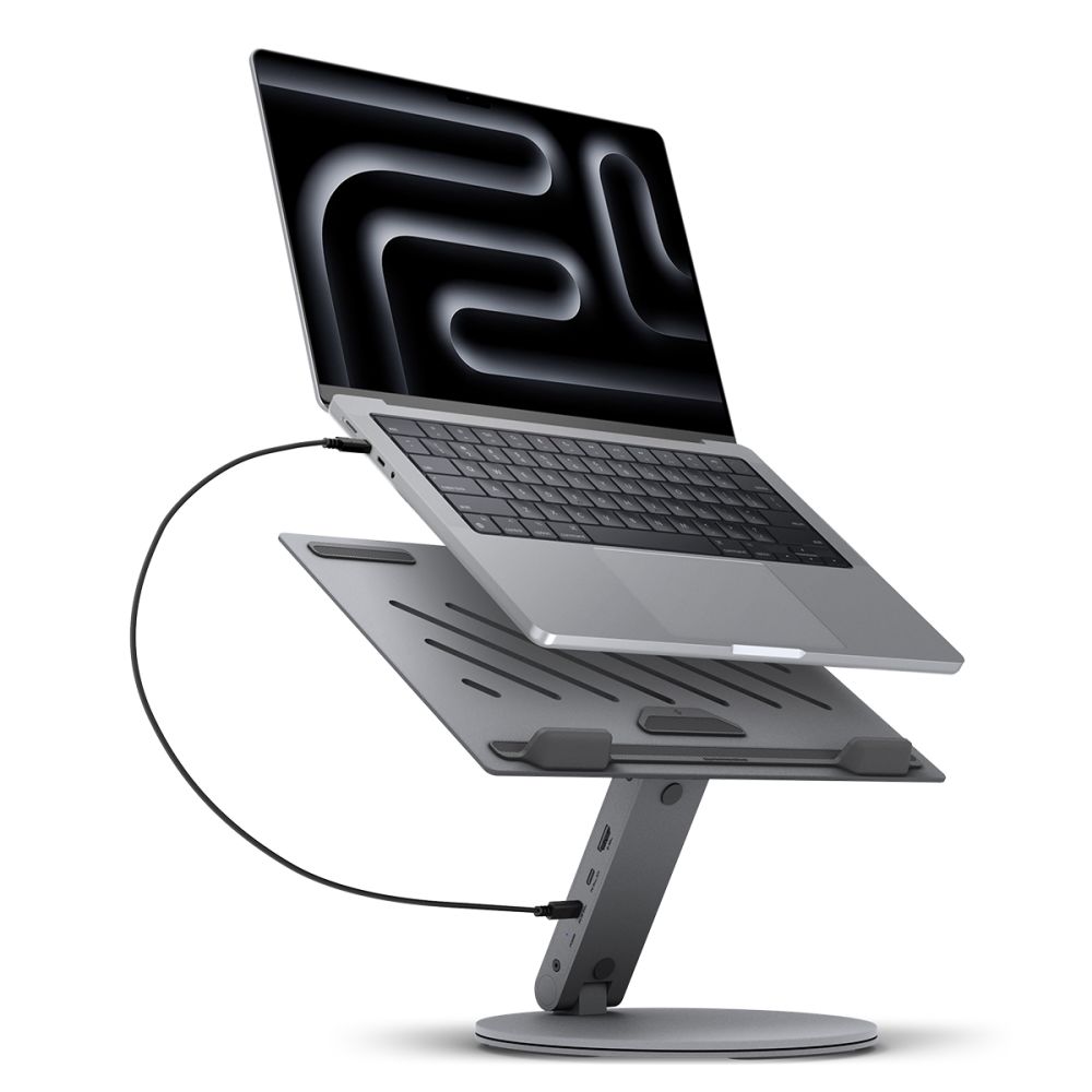 Spigen Spigen Universalt Laptop Stativ Med USB Hub Space Grey - Teknikhallen.se