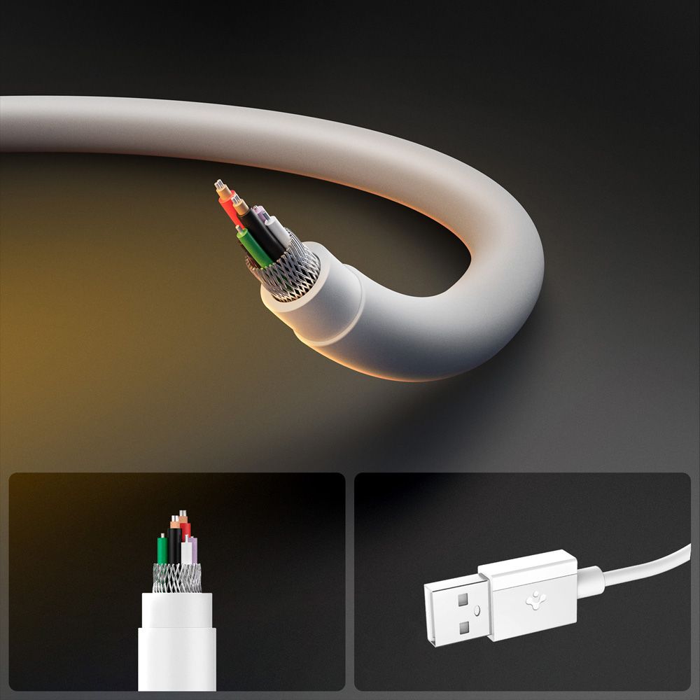 Spigen Spigen 2m 60W USB-C Kabel Essential Vit - Teknikhallen.se