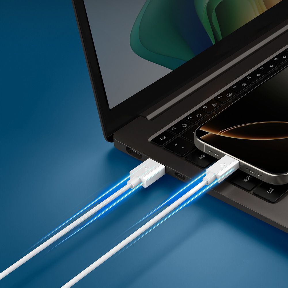 Spigen Spigen 2m 60W USB-C Kabel Essential Vit - Teknikhallen.se
